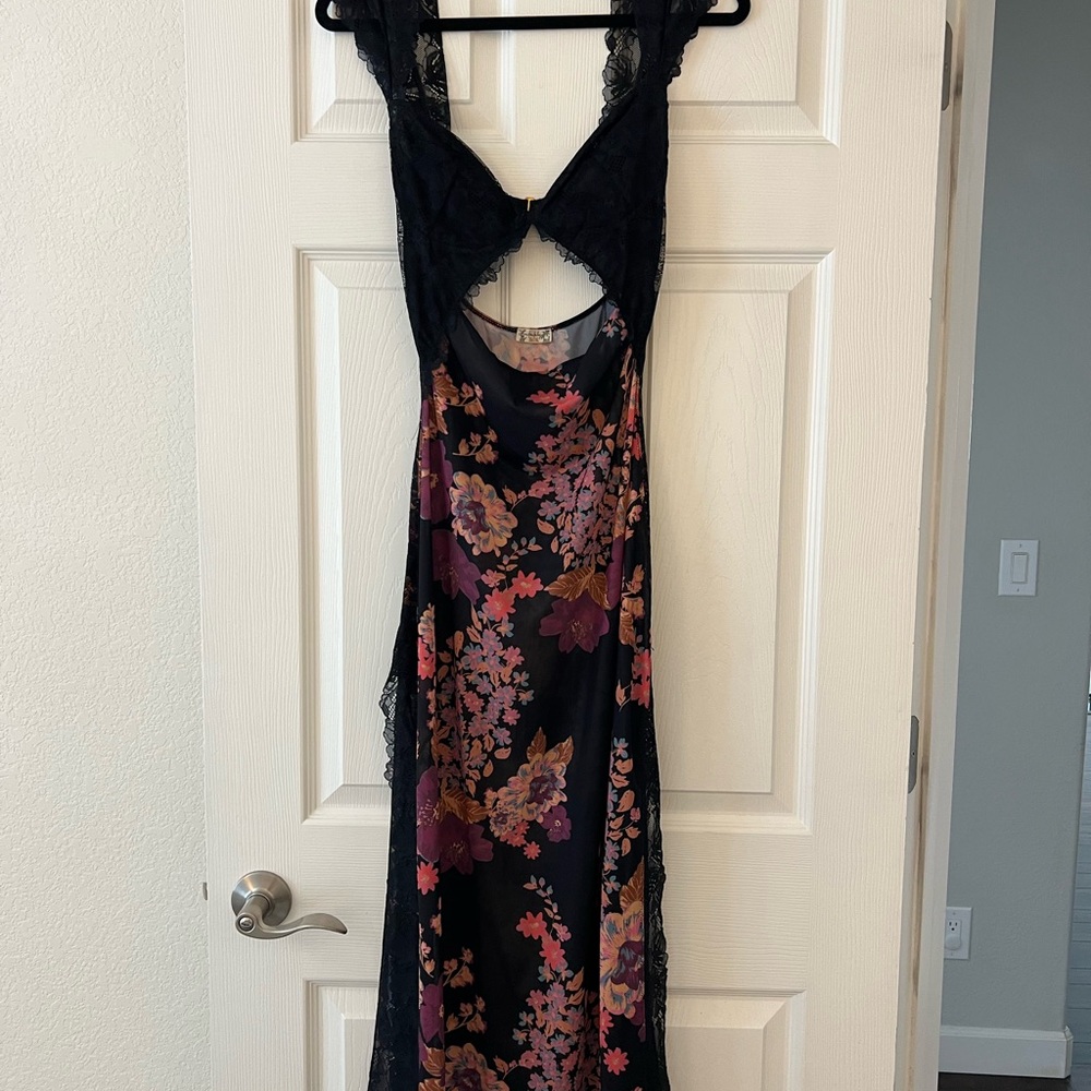 Free People Black and Floral Maxi Dress